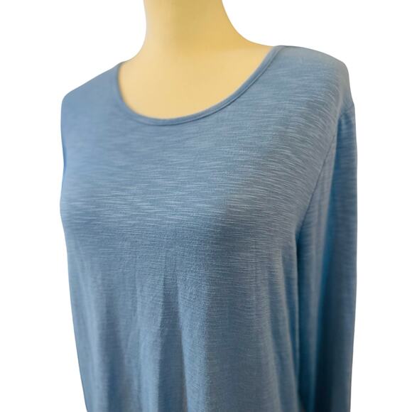 Chico's Blue Long Sleeve Slub Knit Tunic With Ribbed Back Panels, Size 2 (Large) - Picture 4 of 9